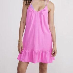 Vineyard Vines Strappy Cross-Back Cover-Up in Neon Confetti pink size XS